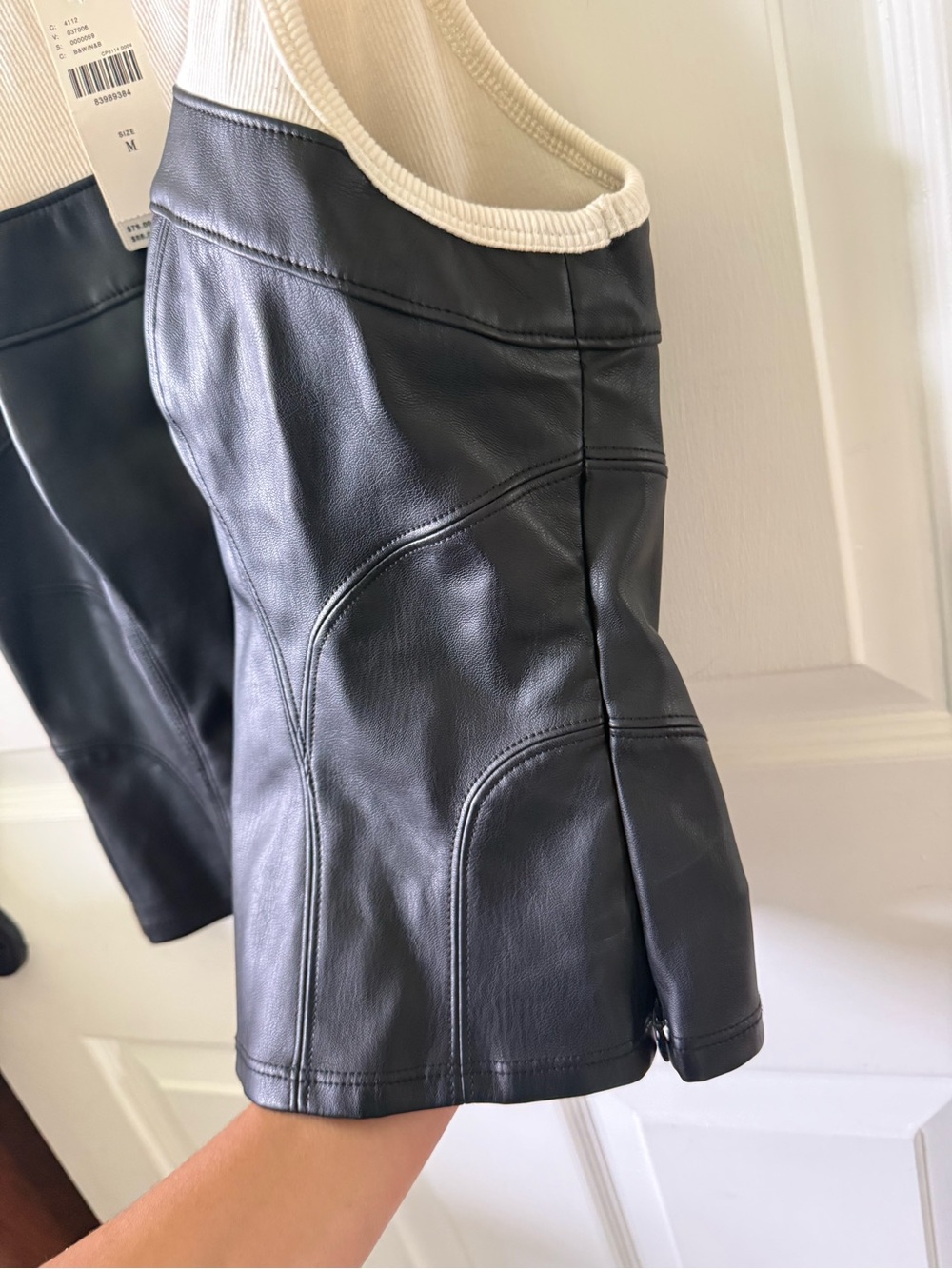 Pilcro Two-Tone Faux Leather Camisole in Black and White - Picture 7 of 11